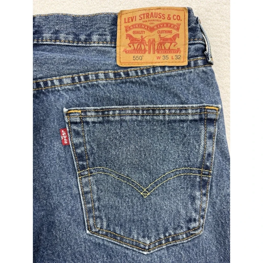 Levis 550 Jeans Men 35Wx32L Blue Denim Medium Wash Loose Relaxed Fit 90s